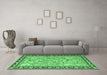 Machine Washable Animal Emerald Green Traditional Area Rugs in a Living Room,, wshtr4613emgrn