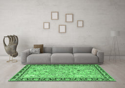 Machine Washable Animal Emerald Green Traditional Area Rugs in a Living Room,, wshtr4613emgrn
