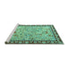 Sideview of Machine Washable Animal Turquoise Traditional Area Rugs, wshtr4613turq