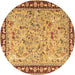 Round Animal Brown Traditional Rug, tr4613brn