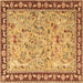 Square Animal Brown Traditional Rug, tr4613brn