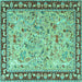 Square Animal Turquoise Traditional Rug, tr4613turq