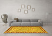 Machine Washable Animal Yellow Traditional Rug in a Living Room, wshtr4613yw