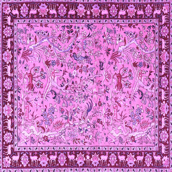 Square Machine Washable Animal Purple Traditional Area Rugs, wshtr4613pur