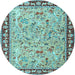 Round Animal Light Blue Traditional Rug, tr4613lblu