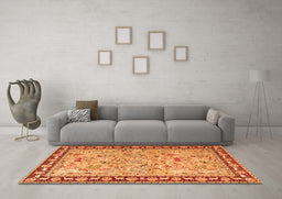 Machine Washable Animal Orange Traditional Area Rugs in a Living Room, wshtr4613org