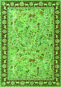 Animal Green Traditional Rug, tr4613grn