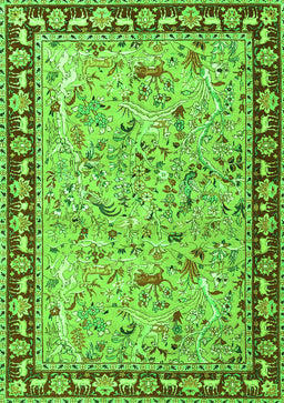 Animal Green Traditional Rug, tr4613grn