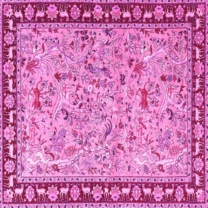 Square Machine Washable Animal Pink Traditional Rug, wshtr4613pnk