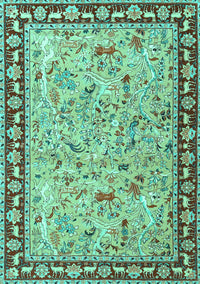 Animal Turquoise Traditional Rug, tr4613turq