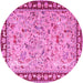 Round Machine Washable Animal Pink Traditional Rug, wshtr4613pnk
