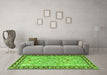 Machine Washable Animal Green Traditional Area Rugs in a Living Room,, wshtr4613grn