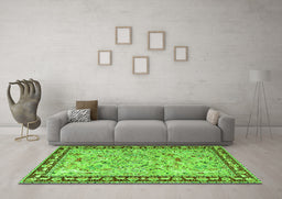 Machine Washable Animal Green Traditional Area Rugs in a Living Room,, wshtr4613grn