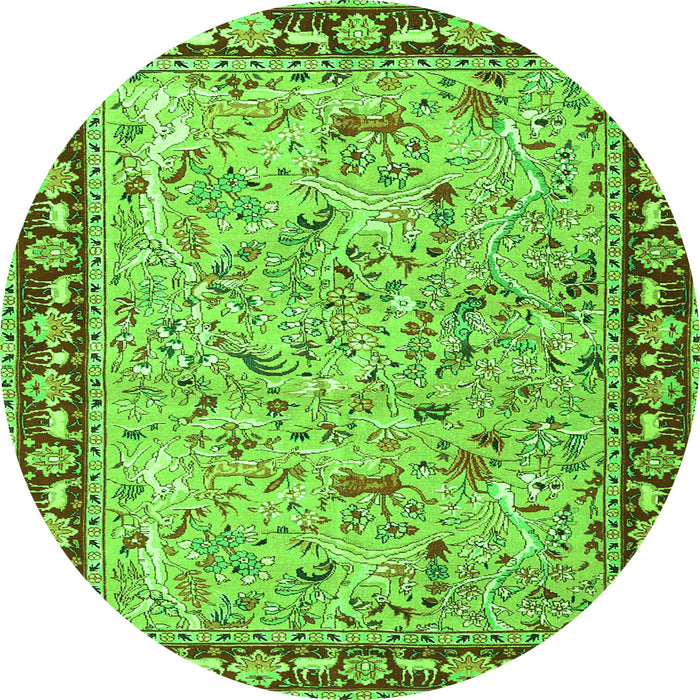 Square Animal Green Traditional Rug, tr4613grn