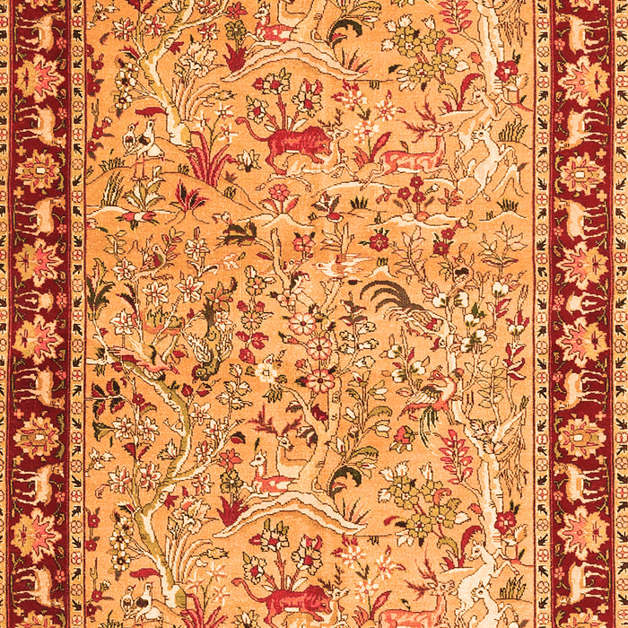 Serging Thickness of Machine Washable Animal Orange Traditional Area Rugs, wshtr4613org