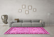 Machine Washable Animal Pink Traditional Rug in a Living Room, wshtr4613pnk