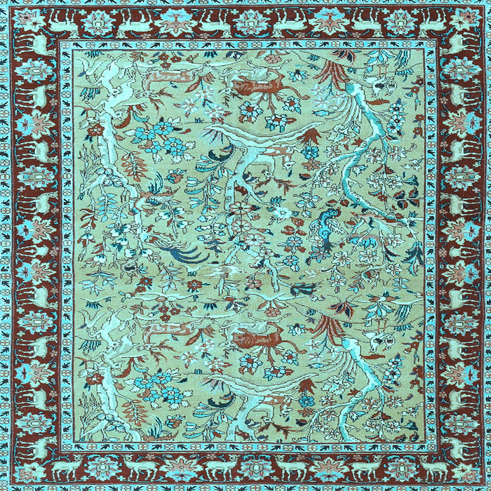 Square Machine Washable Animal Light Blue Traditional Rug, wshtr4613lblu