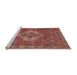 Sideview of Machine Washable Traditional Light Copper Gold Rug, wshtr4614