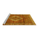 Sideview of Machine Washable Medallion Yellow Traditional Rug, wshtr4614yw