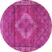 Round Medallion Pink Traditional Rug, tr4614pnk