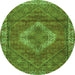 Square Medallion Green Traditional Rug, tr4614grn