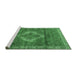 Sideview of Machine Washable Medallion Emerald Green Traditional Area Rugs, wshtr4614emgrn