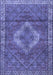 Machine Washable Medallion Blue Traditional Rug, wshtr4614blu