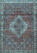 Medallion Light Blue Traditional Rug, tr4614lblu