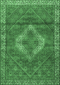 Medallion Emerald Green Traditional Rug, tr4614emgrn