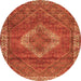 Machine Washable Medallion Orange Traditional Area Rugs, wshtr4614org