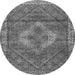 Machine Washable Medallion Gray Traditional Rug, wshtr4614gry