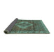 Sideview of Medallion Turquoise Traditional Rug, tr4614turq