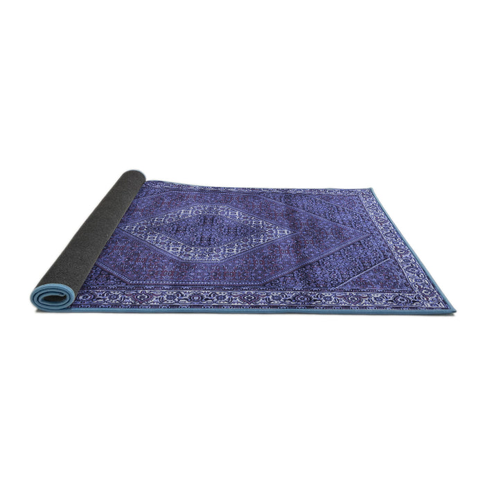 Sideview of Medallion Blue Traditional Rug, tr4614blu