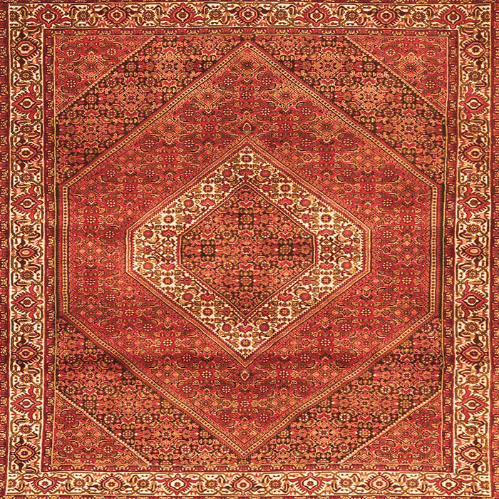 Serging Thickness of Medallion Orange Traditional Rug, tr4614org