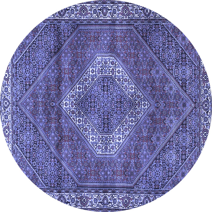 Round Machine Washable Medallion Blue Traditional Rug, wshtr4614blu