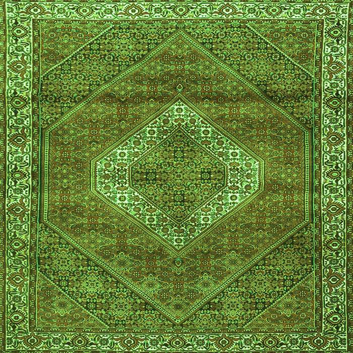 Serging Thickness of Medallion Green Traditional Rug, tr4614grn