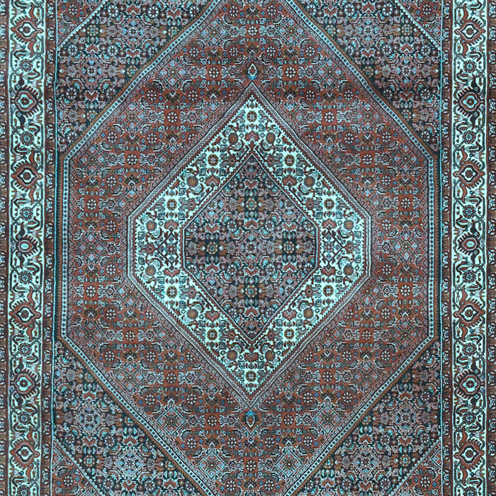 Machine Washable Medallion Light Blue Traditional Rug, wshtr4614lblu