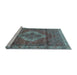 Sideview of Machine Washable Medallion Light Blue Traditional Rug, wshtr4614lblu