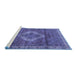 Sideview of Machine Washable Medallion Blue Traditional Rug, wshtr4614blu