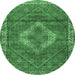 Round Medallion Emerald Green Traditional Rug, tr4614emgrn