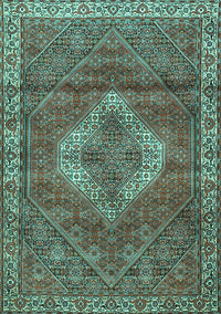 Medallion Turquoise Traditional Rug, tr4614turq