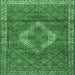 Square Machine Washable Medallion Emerald Green Traditional Area Rugs, wshtr4614emgrn