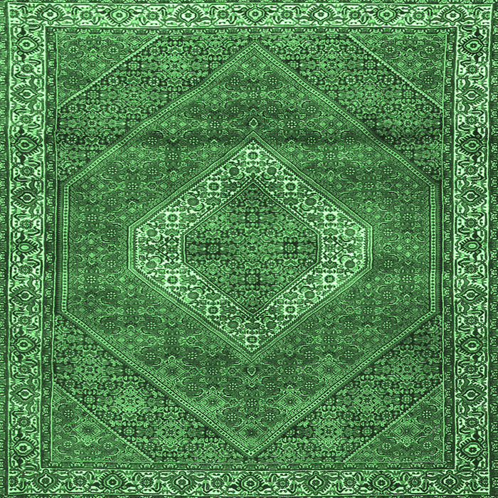 Square Medallion Emerald Green Traditional Rug, tr4614emgrn