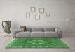 Machine Washable Medallion Emerald Green Traditional Area Rugs in a Living Room,, wshtr4614emgrn