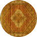 Round Medallion Yellow Traditional Rug, tr4614yw