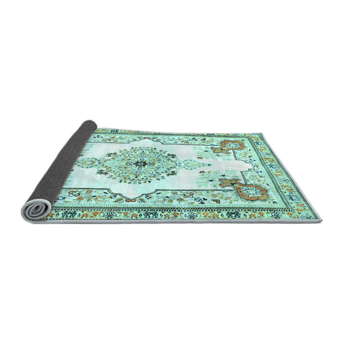 Sideview of Medallion Light Blue Traditional Rug, tr4615lblu