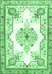 Medallion Emerald Green Traditional Rug, tr4615emgrn