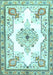 Machine Washable Medallion Light Blue Traditional Rug, wshtr4615lblu