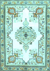 Medallion Light Blue Traditional Rug, tr4615lblu