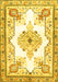 Machine Washable Medallion Yellow Traditional Rug, wshtr4615yw